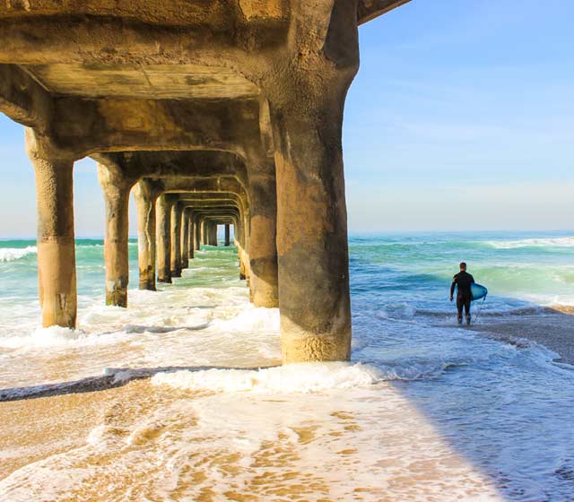 Surfing Manhattan Beach
