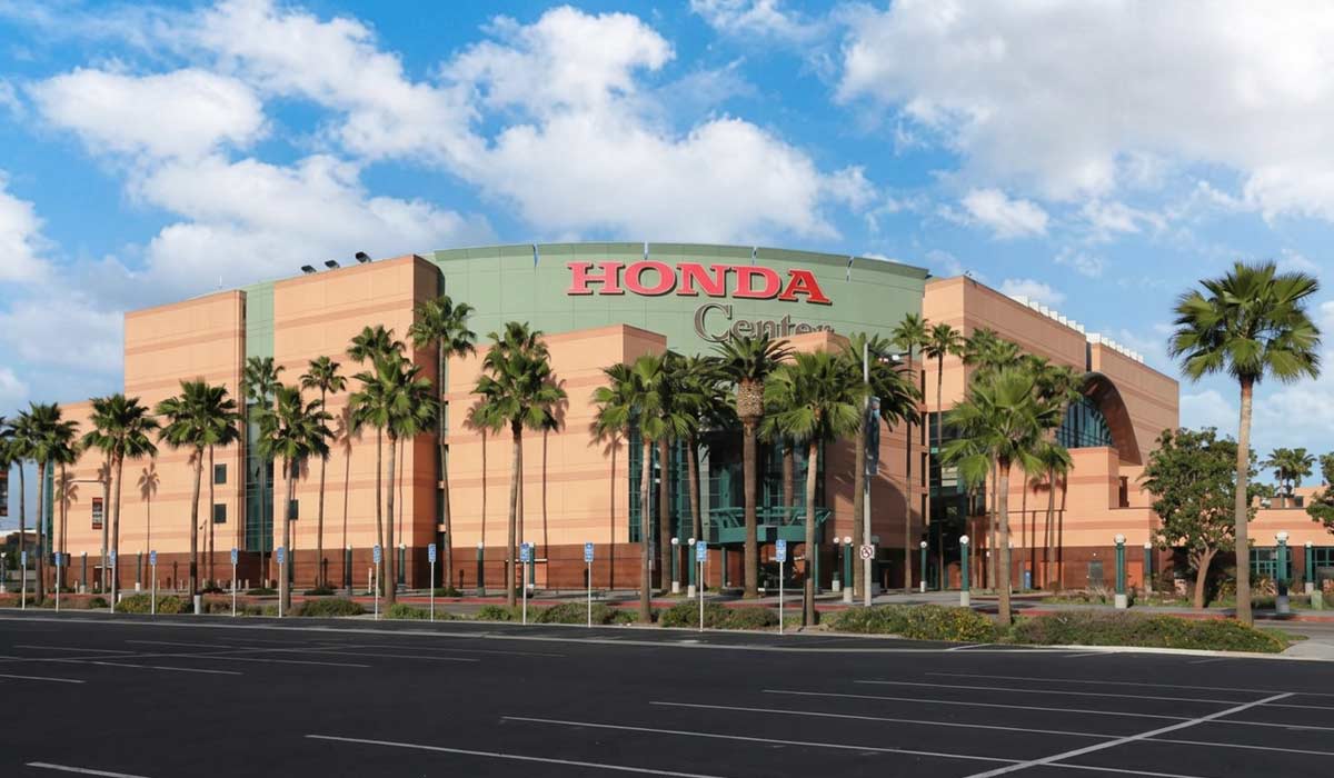 Honda Center in Anaheim hosting NHL hockey games, concerts, and arena entertainment events